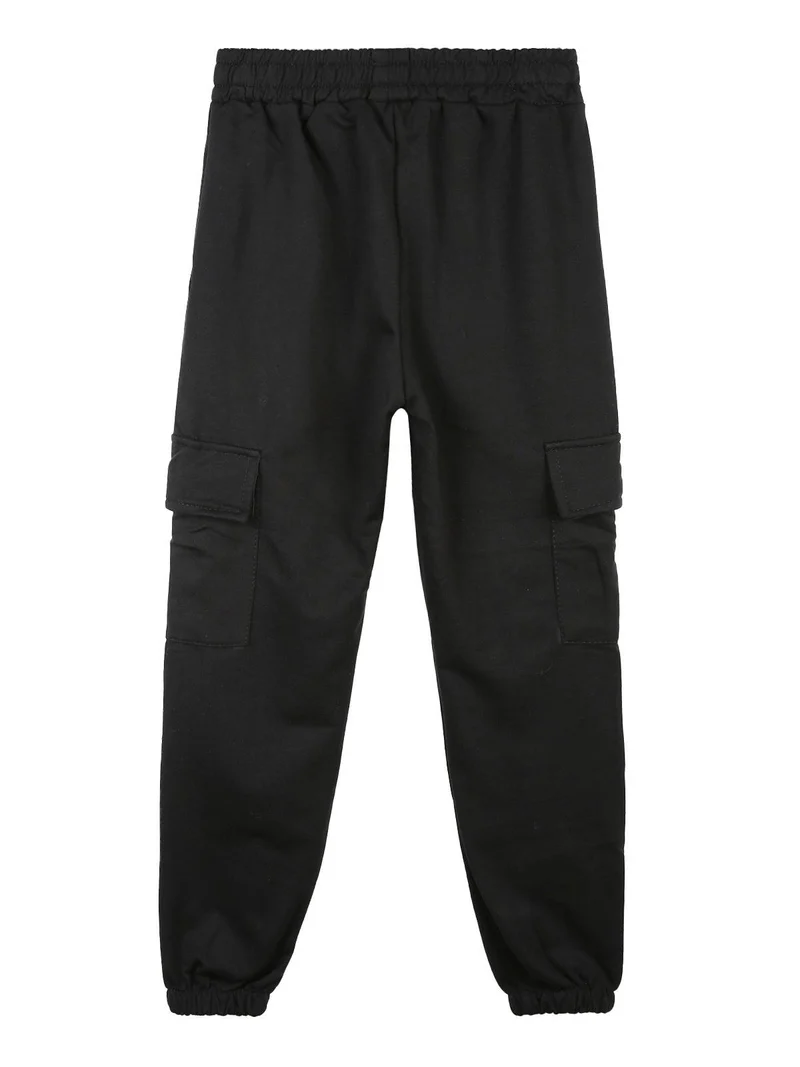 Completo tuta sportiva bambina 2 pezzi con tasconi - nero