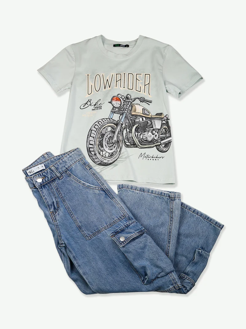 Jeans cargo da ragazzo a gamba dritta - jeans