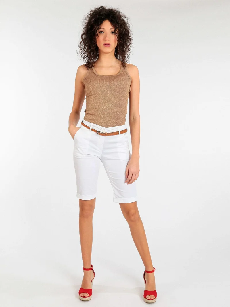 Pantaloni pinocchietto da donna in cotone - bianco