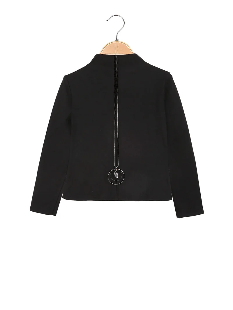 Maglia da bambina accollata in pile - nero