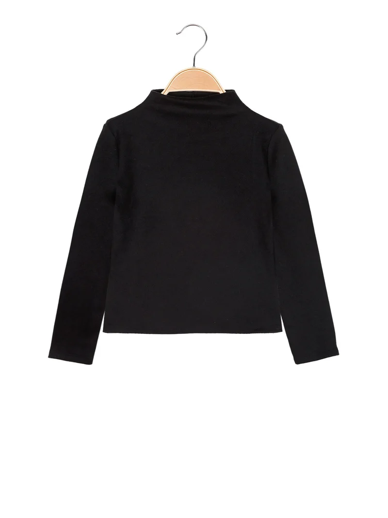 Maglia da bambina accollata in pile - nero