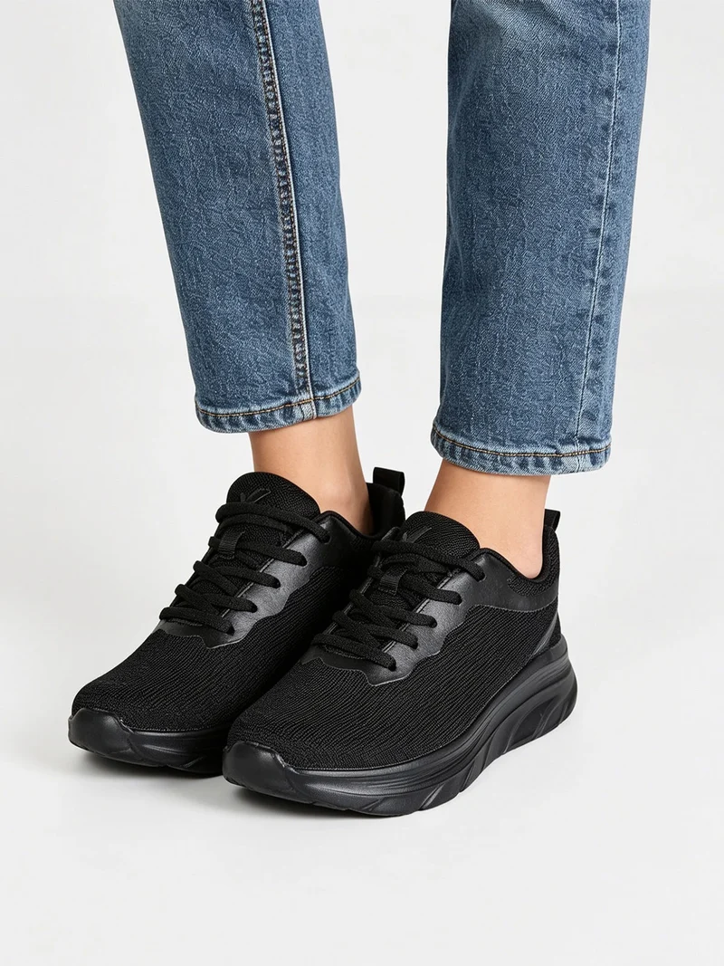 Sneakers sportive da donna in tessuto - nero