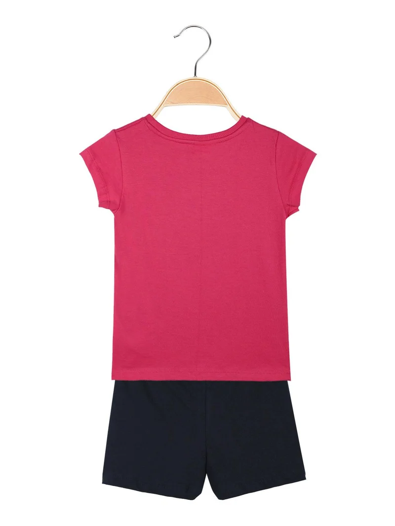 Completo corto bambina con stampa - fucsia