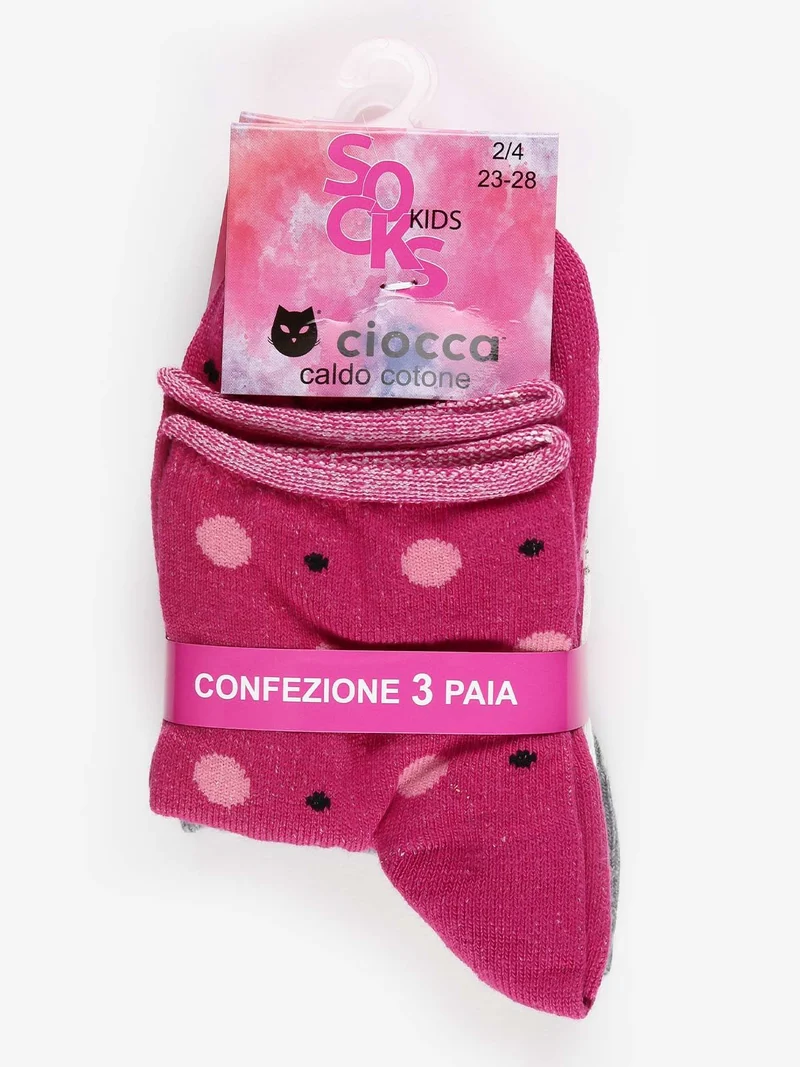 Calze da bambina 3 paia in caldo cotone - grigio
