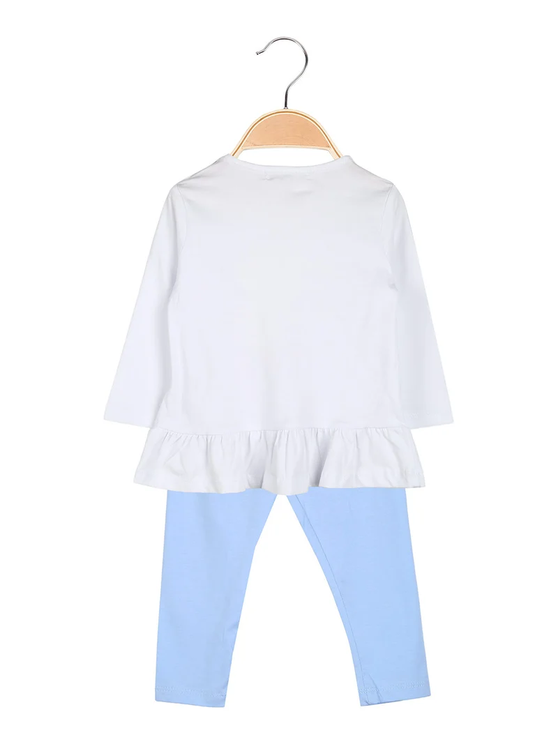 Completo 2 pezzi da neonata con maglietta e leggings - azzurro
