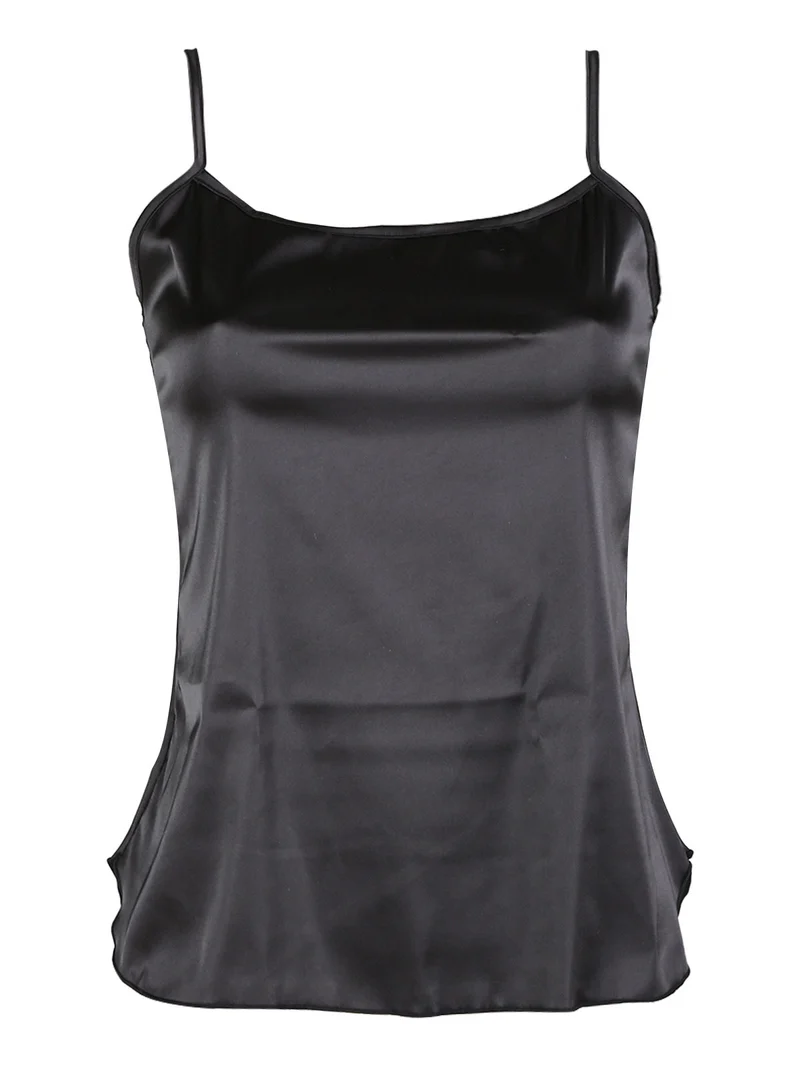P0729M Top donna in raso satinato elasticizzato - nero