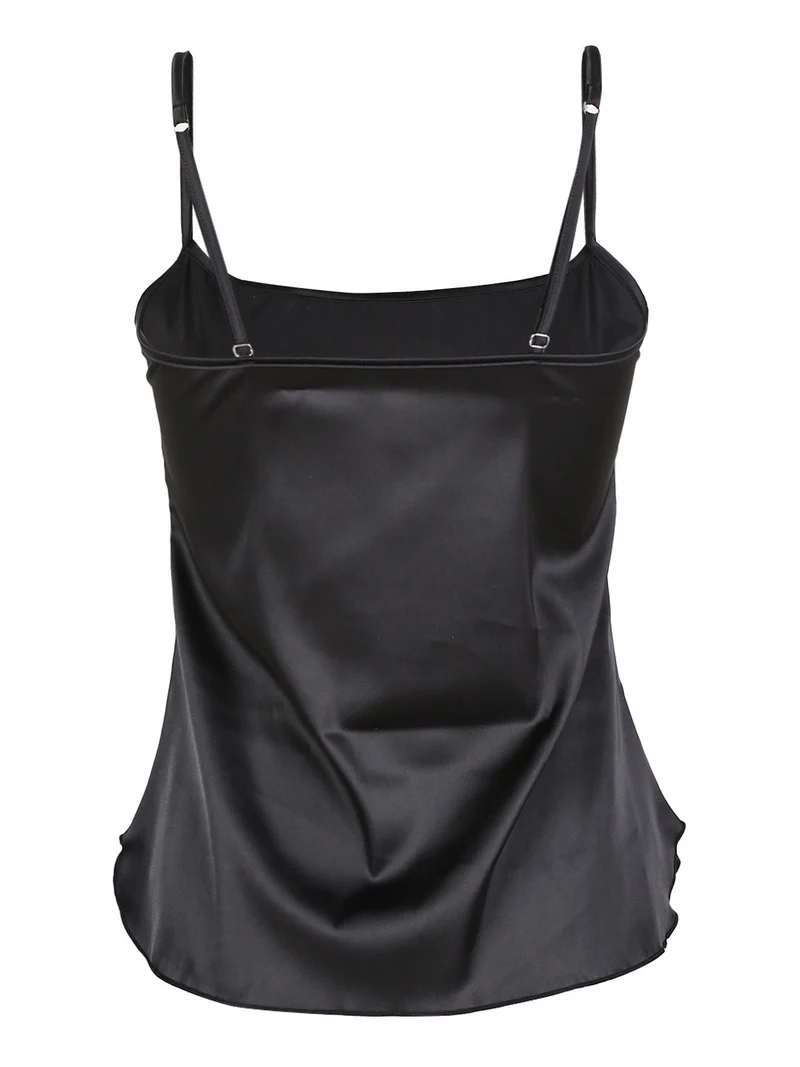 P0729M Top donna in raso satinato elasticizzato - nero
