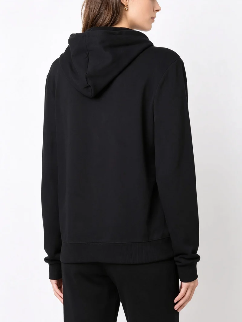 Felpa da donna con cappuccio e zip intera - nero