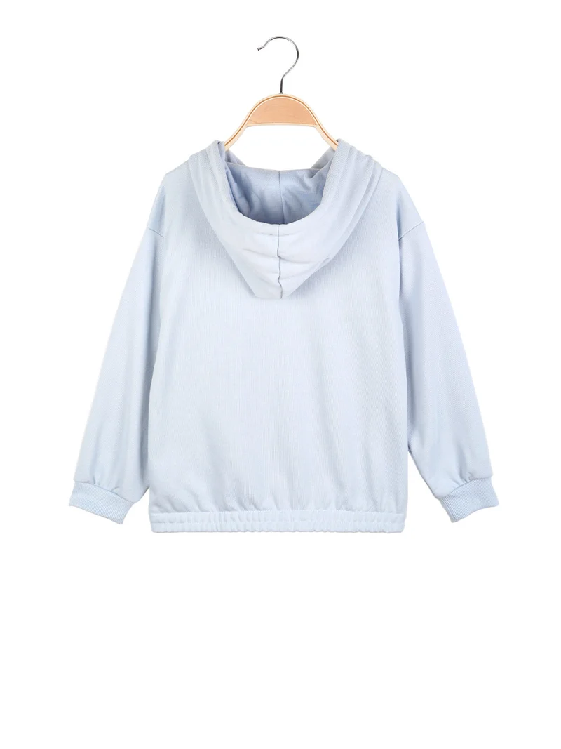 Felpa da bambina con cappuccio - azzurro