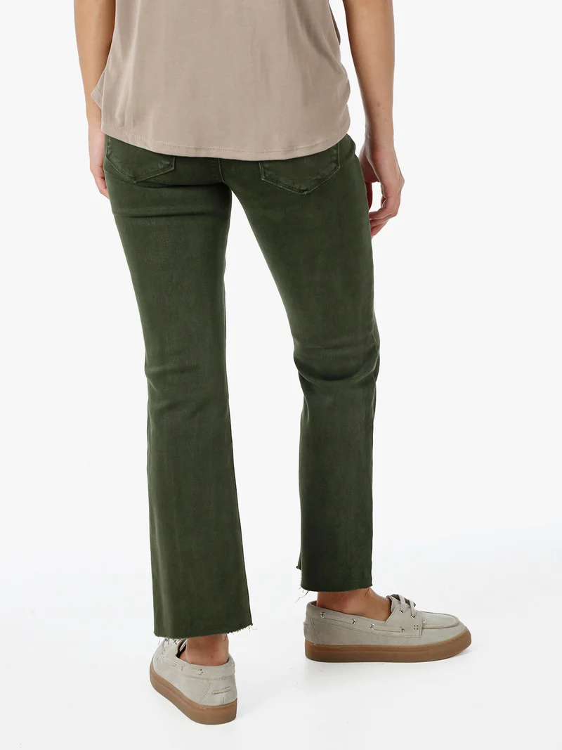 Jeans donna cropped con finale taglio laser - militare