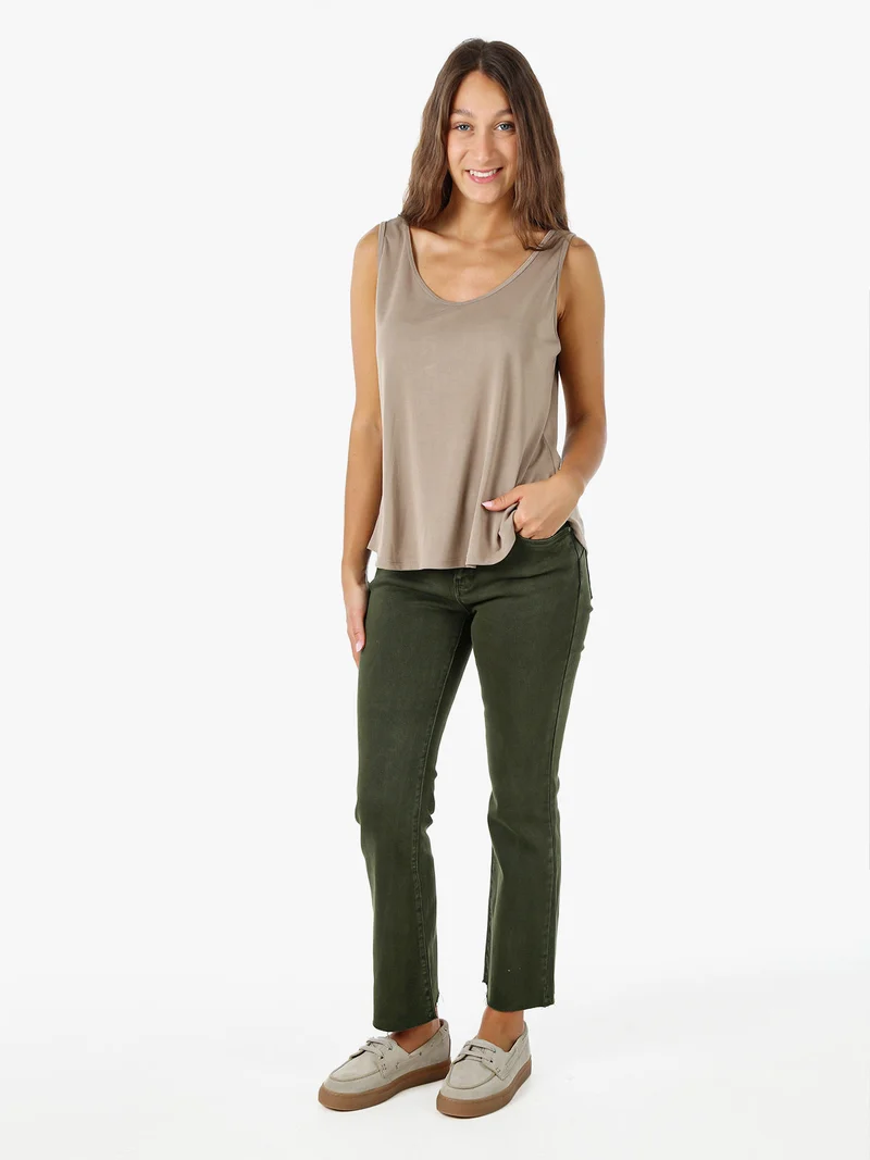 Jeans donna cropped con finale taglio laser - militare