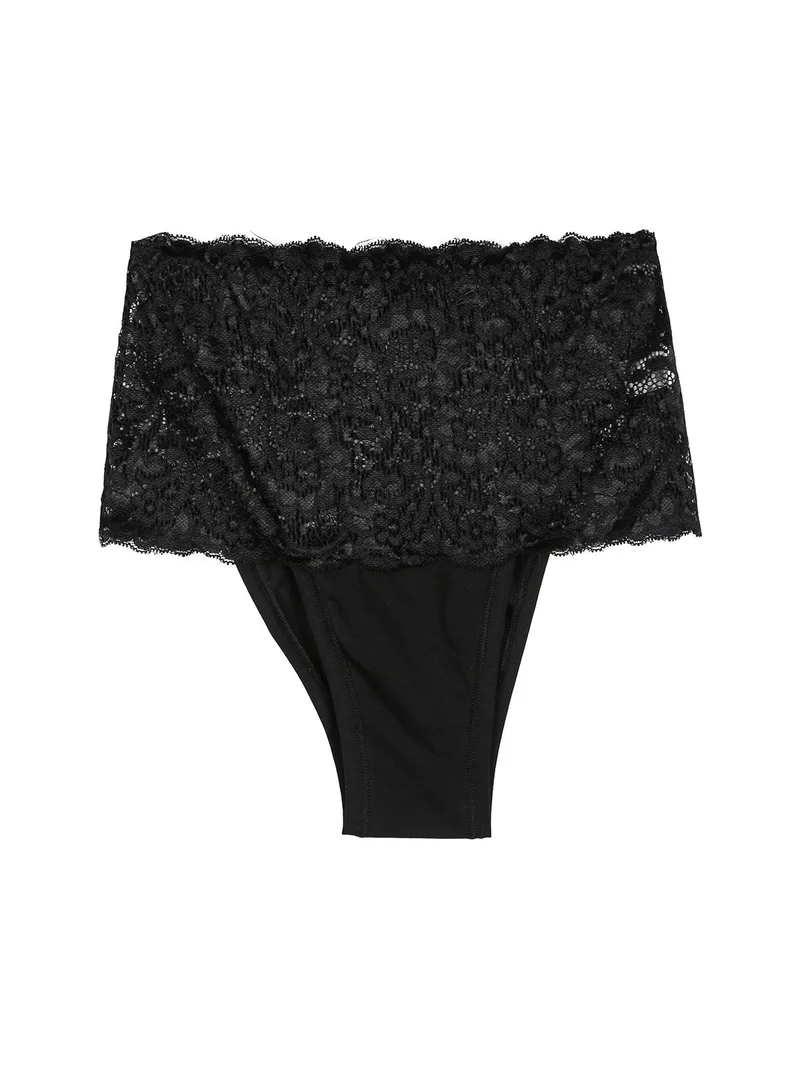 Culotte donna in pizzo vita alta - nero