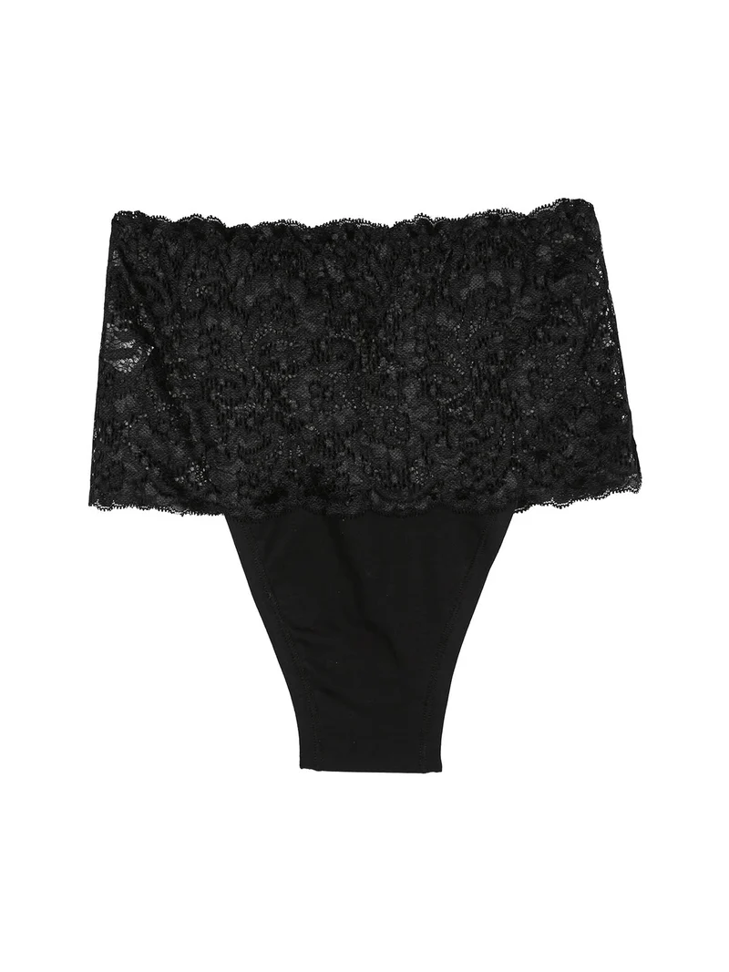 Culotte donna in pizzo vita alta - nero
