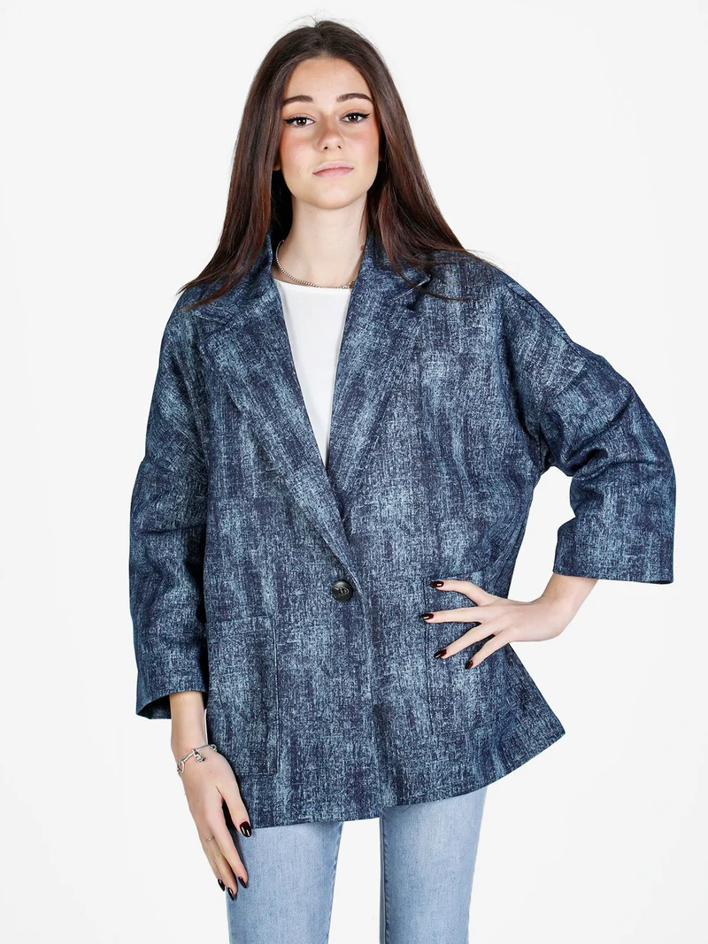 Giacca oversize da donna con spalle cadenti - blu