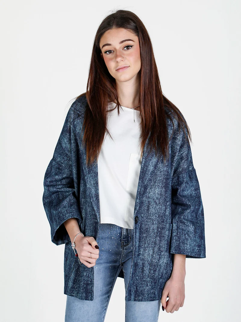 Giacca oversize da donna con spalle cadenti - blu