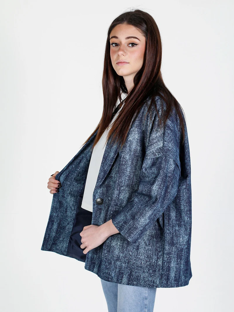 Giacca oversize da donna con spalle cadenti - blu