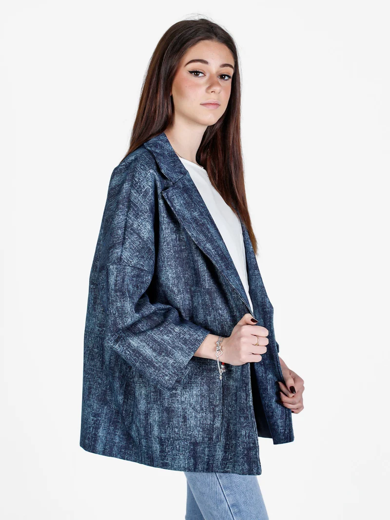 Giacca oversize da donna con spalle cadenti - blu