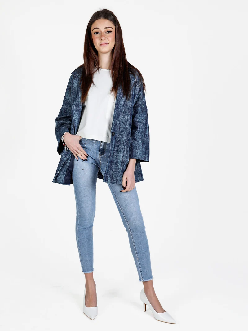 Giacca oversize da donna con spalle cadenti - blu