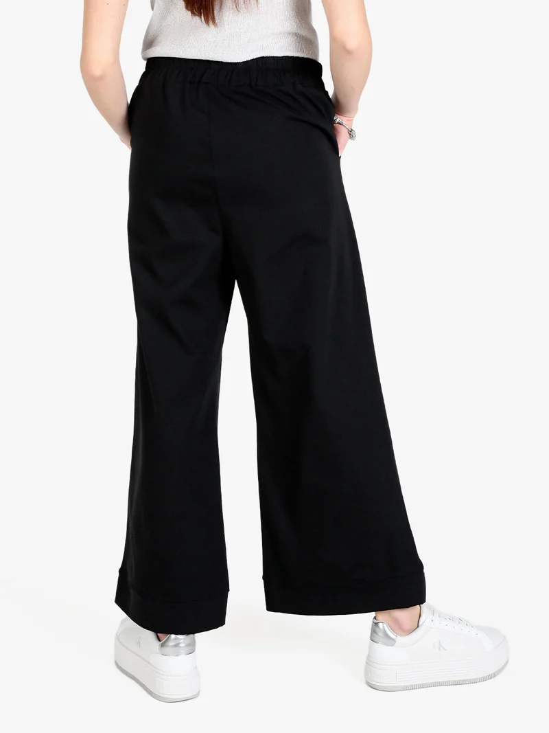 Pantaloni donna a vita alta e gamba larga - nero