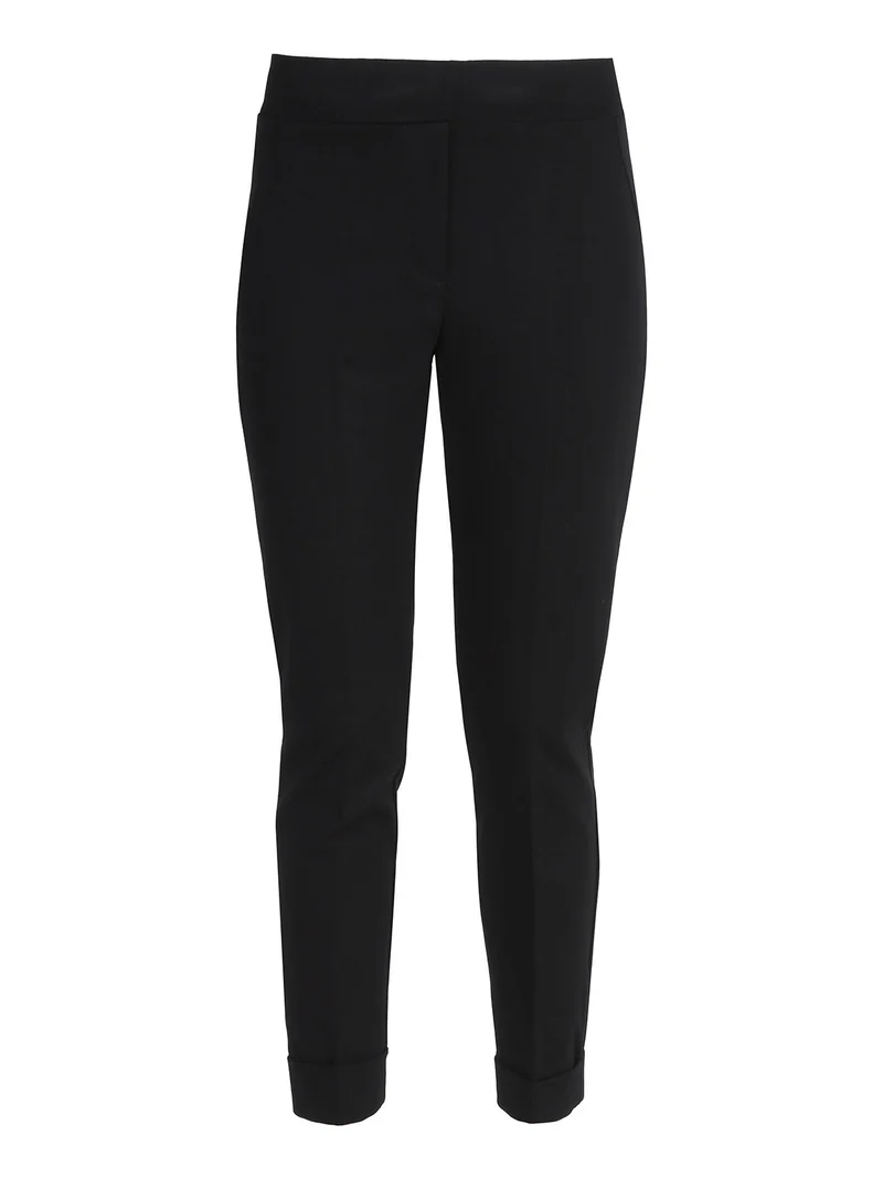 Pantaloni donna a sigaretta con risvolto - nero