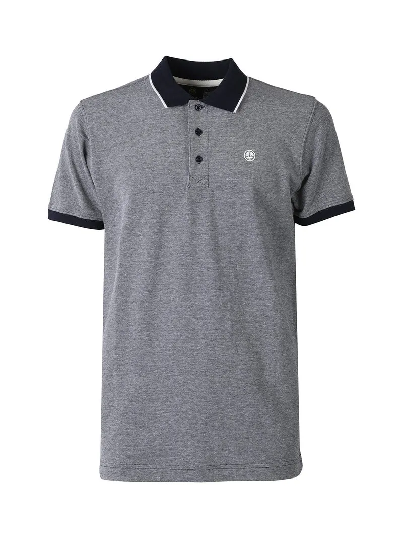 Polo da uomo in cotone a maniche corte con logo - blu scuro