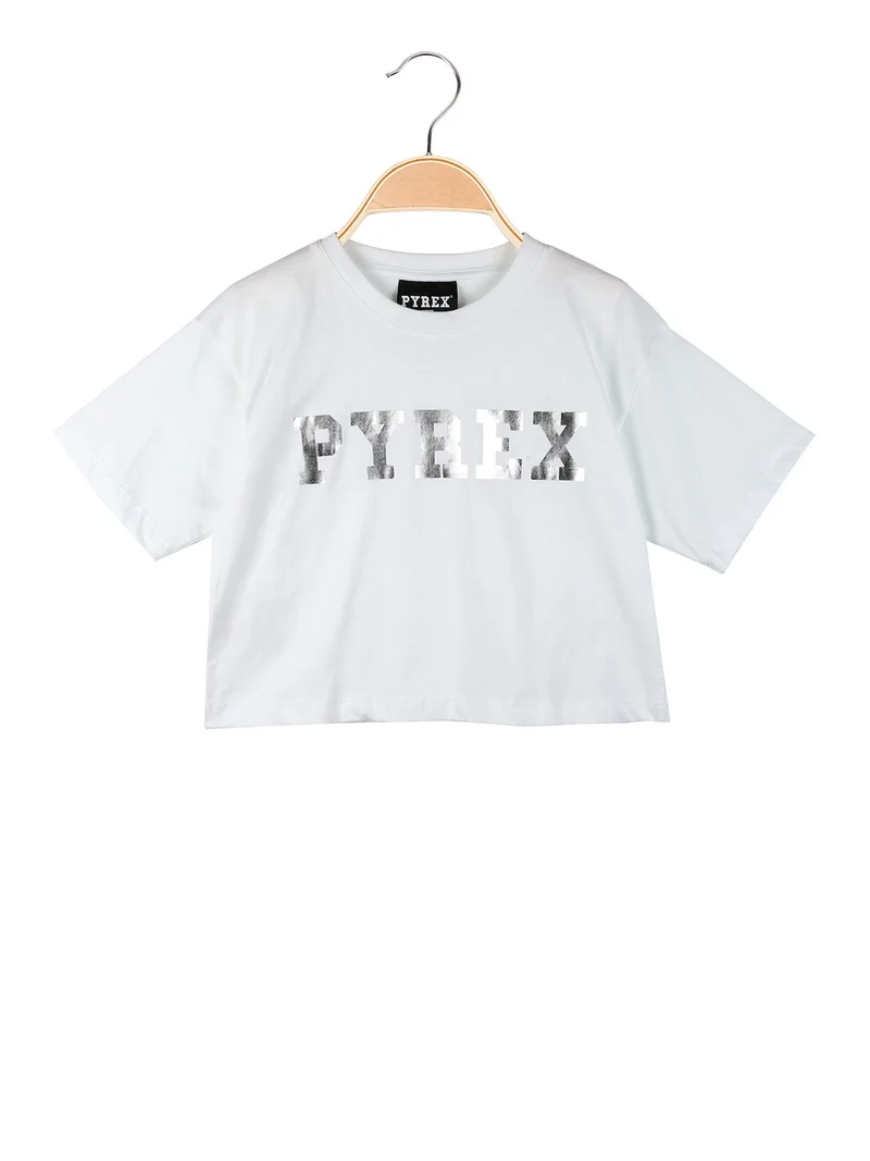 T-shirt cropped da ragazza - bianco