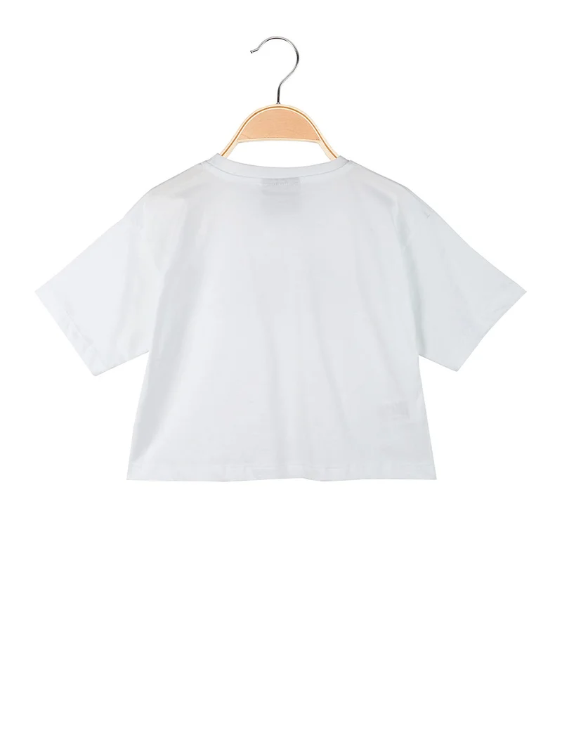 T-shirt cropped da ragazza - bianco