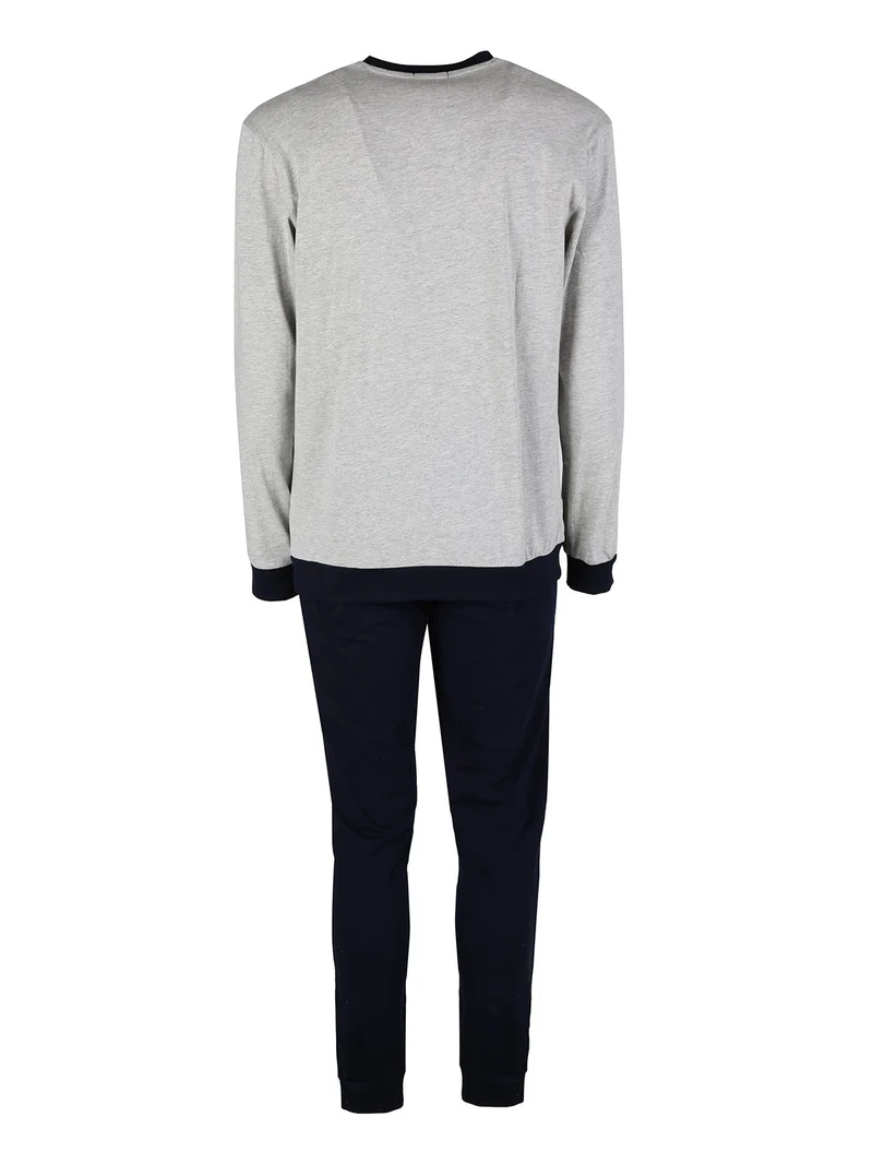 Pigiama lungo da uomo in cotone jersey - grigio
