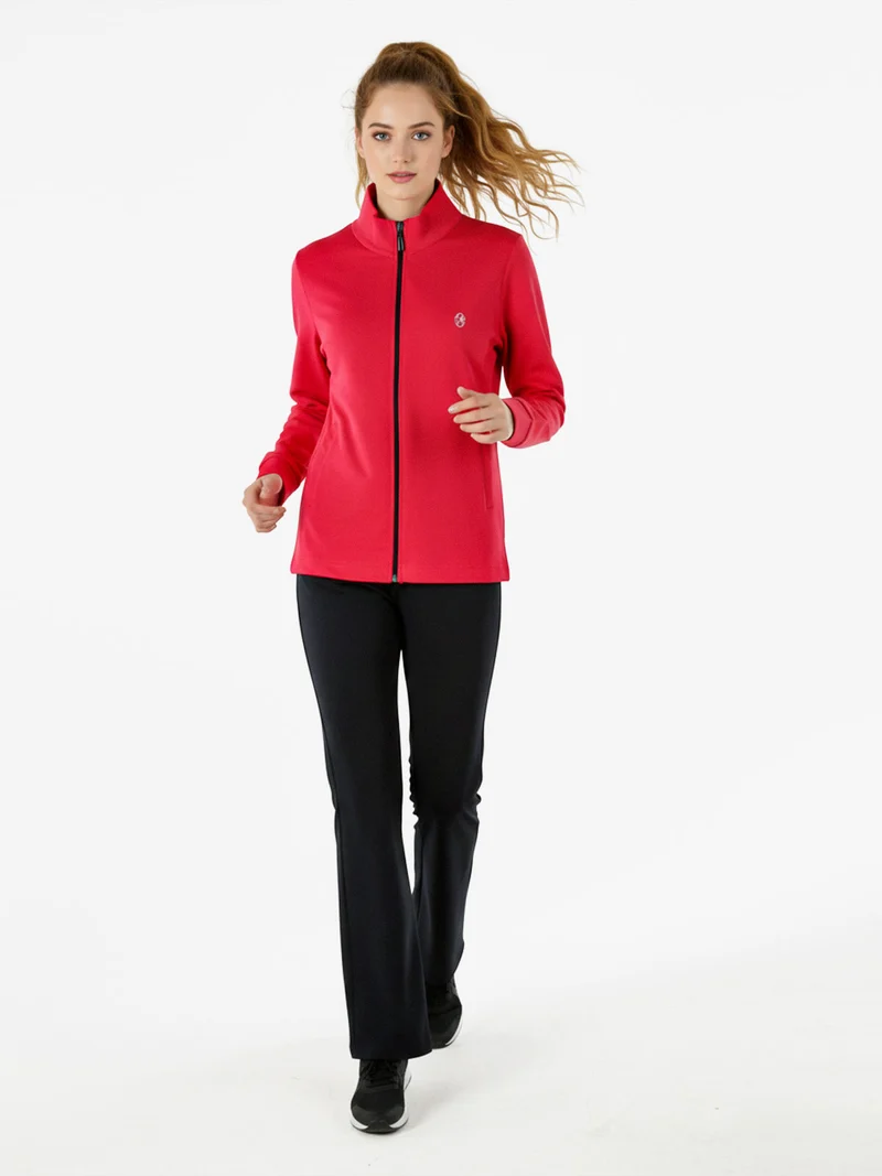 Completo tuta da donna 2 pezzi in cotone full zip - fragola