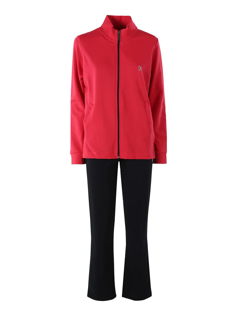 Completo tuta da donna 2 pezzi in cotone full zip - fragola