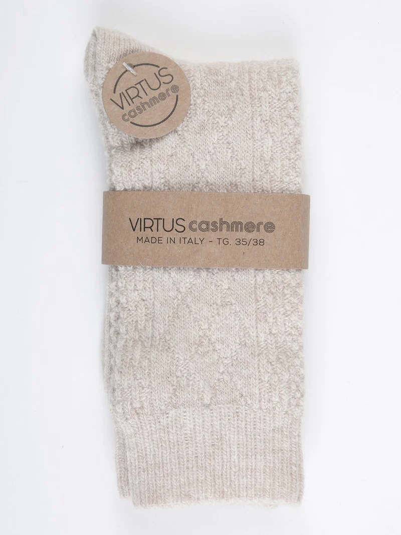 Calze corte da donna in misto lana e cashmere - beige
