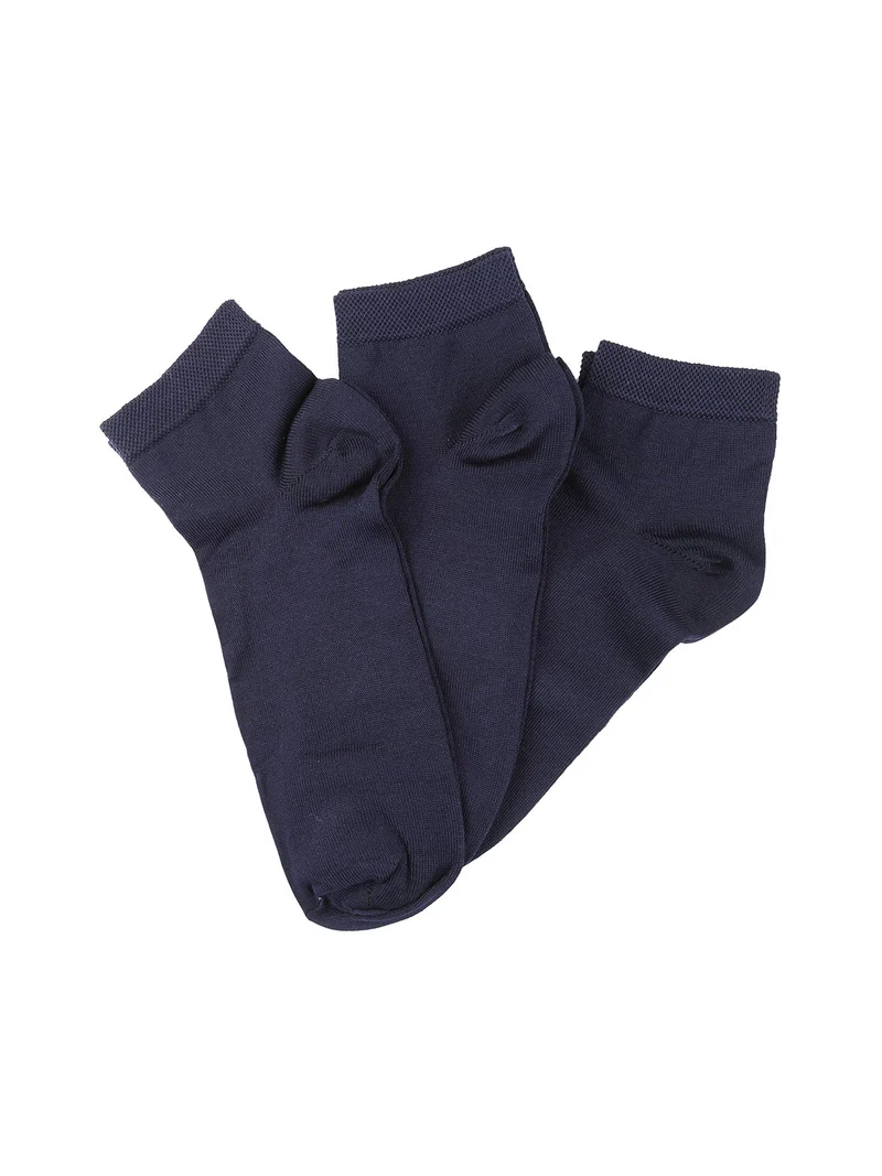 Confezione da 3 paia di calze corte in filo di scozia - blu scuro