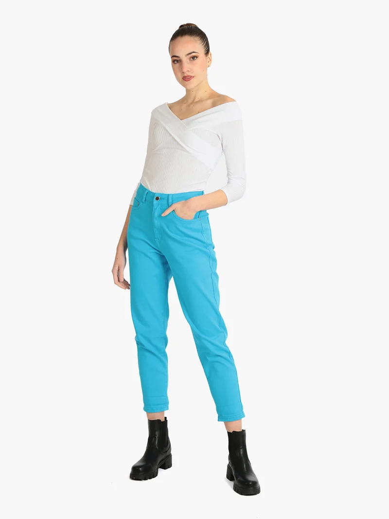Jeans donna modello Mom fit - azzurro