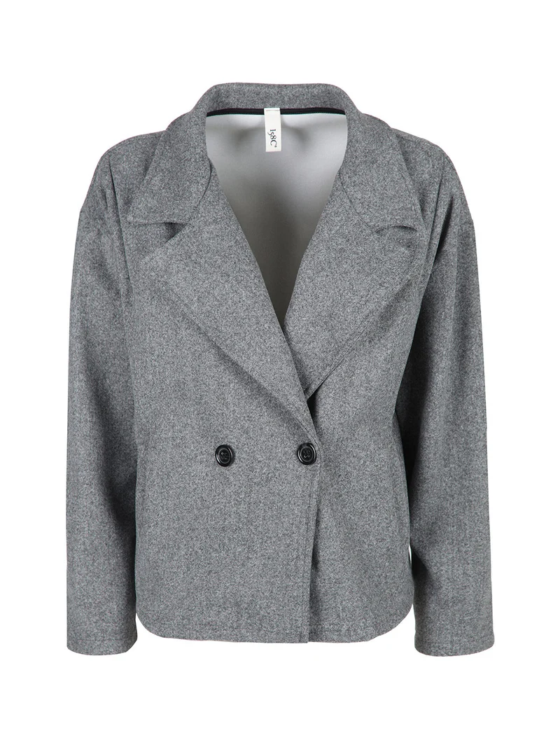Cappotto corto da donna oversize con chiusura doppiopetto - grigio