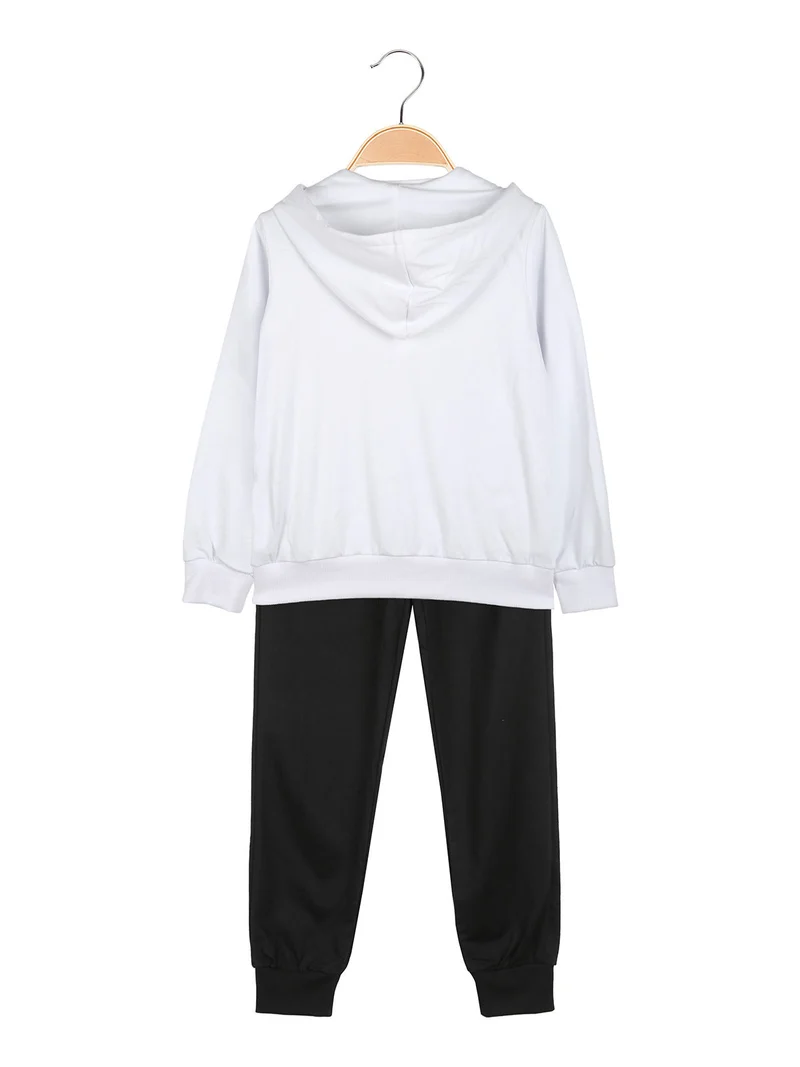 Completo tuta da bambina con cappuccio e zip - bianco