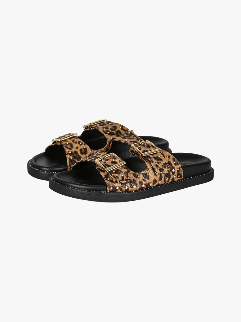 Ciabatte donna animalier con doppia fibbia - multicolore