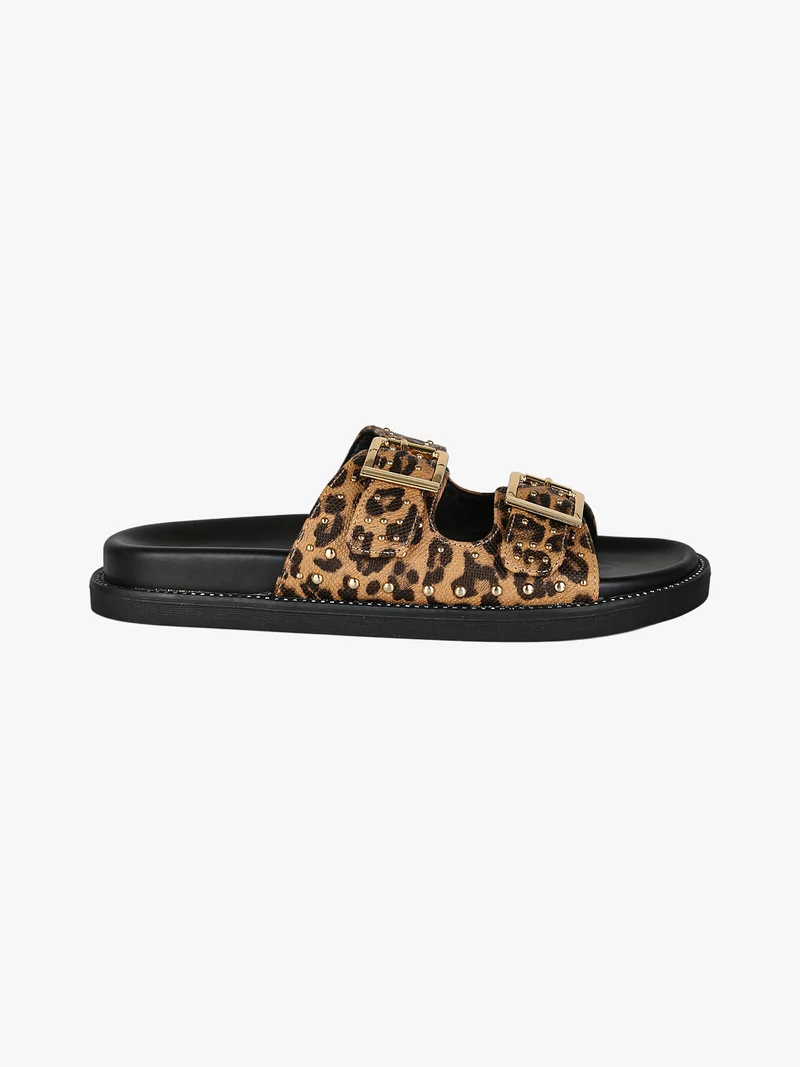 Ciabatte donna animalier con doppia fibbia - multicolore