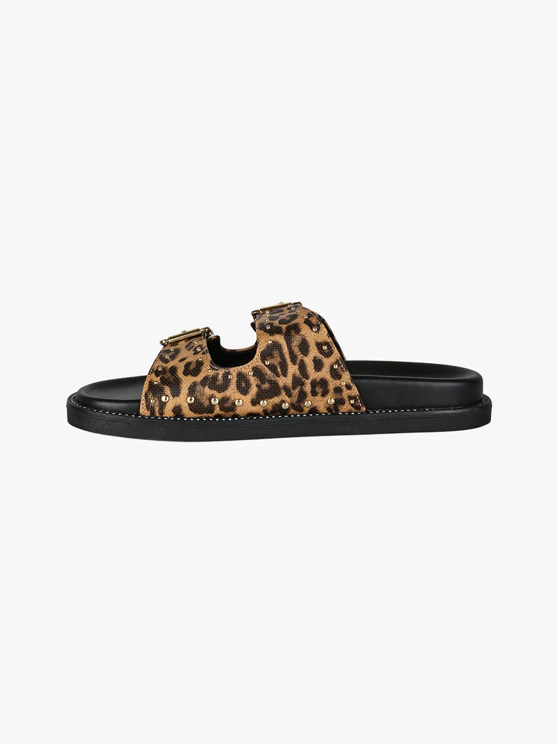 Ciabatte donna animalier con doppia fibbia - multicolore