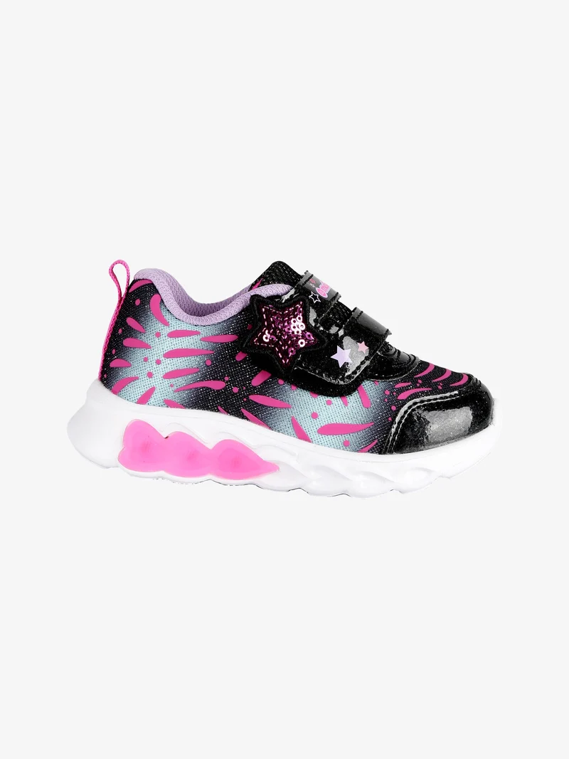 Sneakers da bambina con strappo e luci - nero