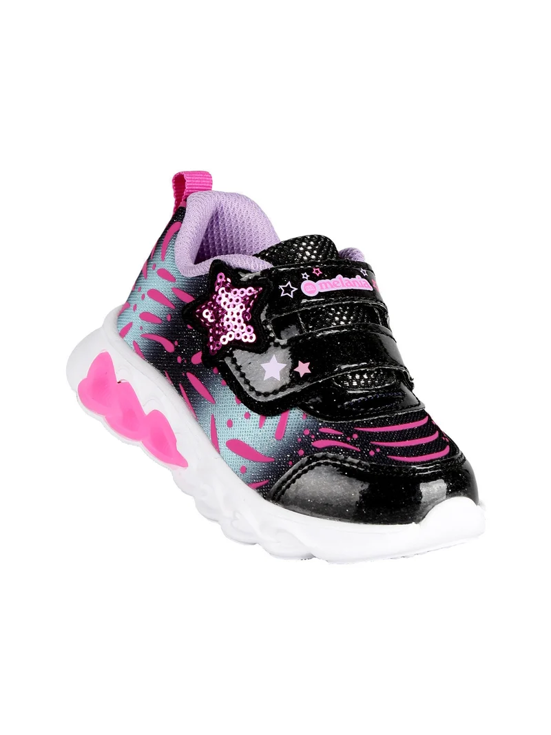 Sneakers da bambina con strappo e luci - nero