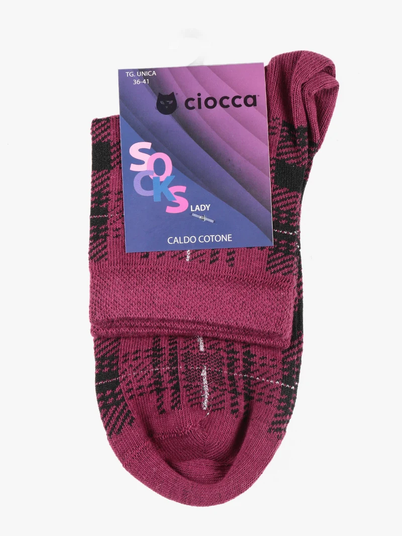 Calze corte da donna in caldo cotone - porpora
