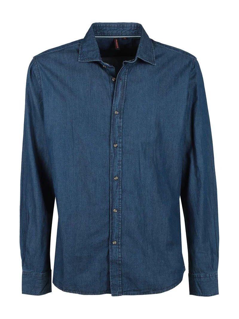 Camicia da uomo in cotone fantasia jeans