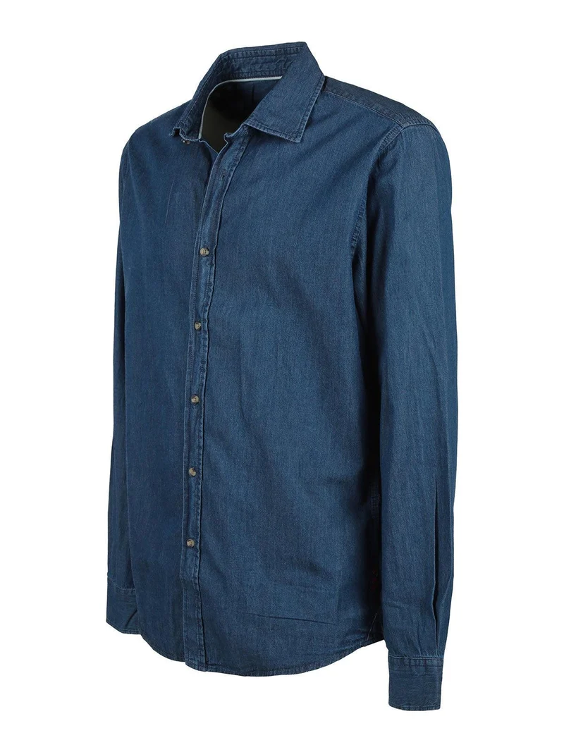 Camicia da uomo in cotone fantasia jeans
