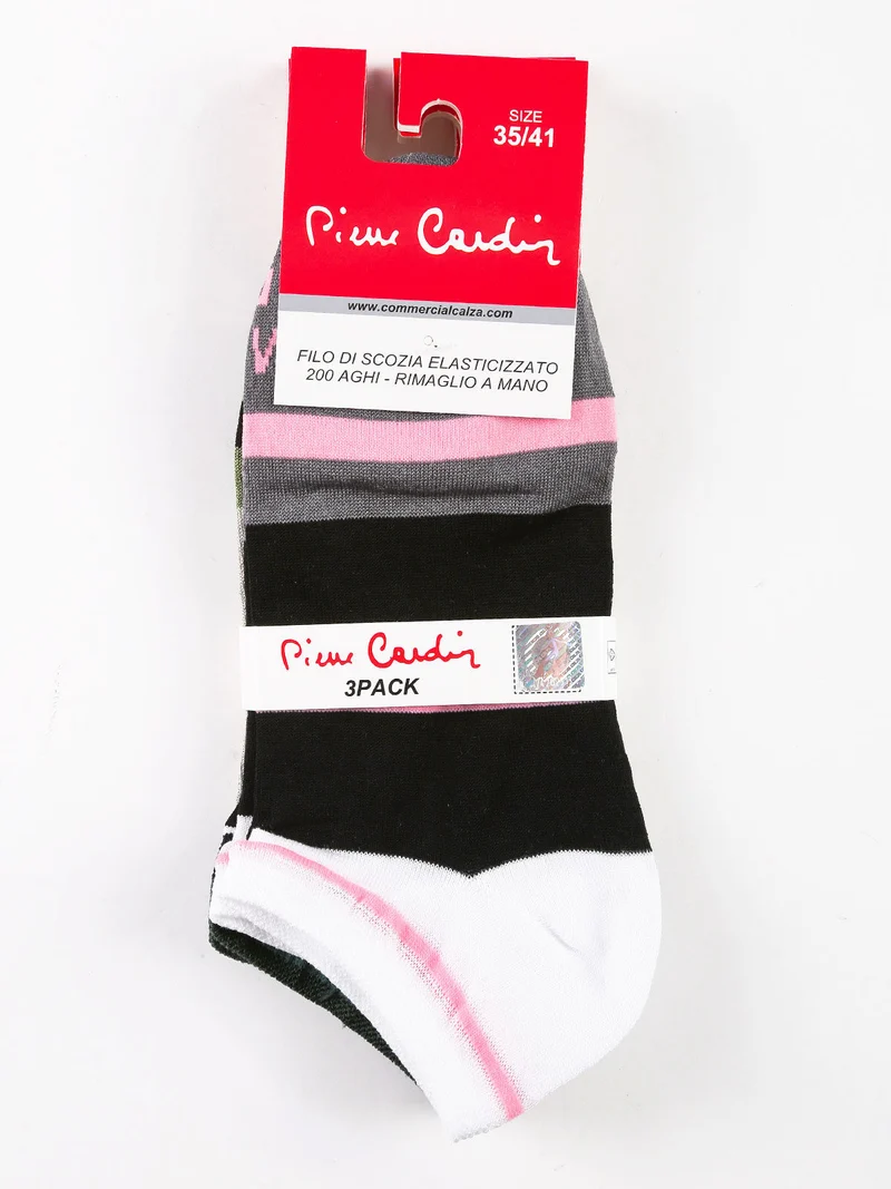 Calze corte donna a righe Confezione 3 paia - rosso