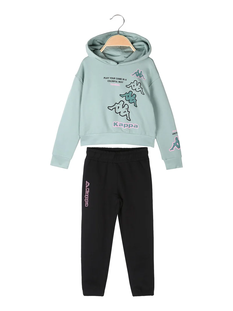 Completo tuta cropp 2 pezzi da bambina con cappuccio - blu