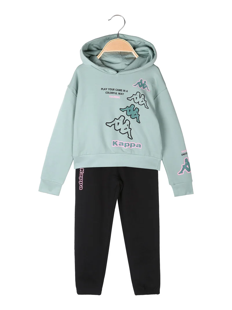Completo tuta cropp 2 pezzi da bambina con cappuccio - blu