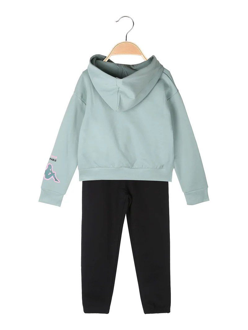 Completo tuta cropp 2 pezzi da bambina con cappuccio - blu