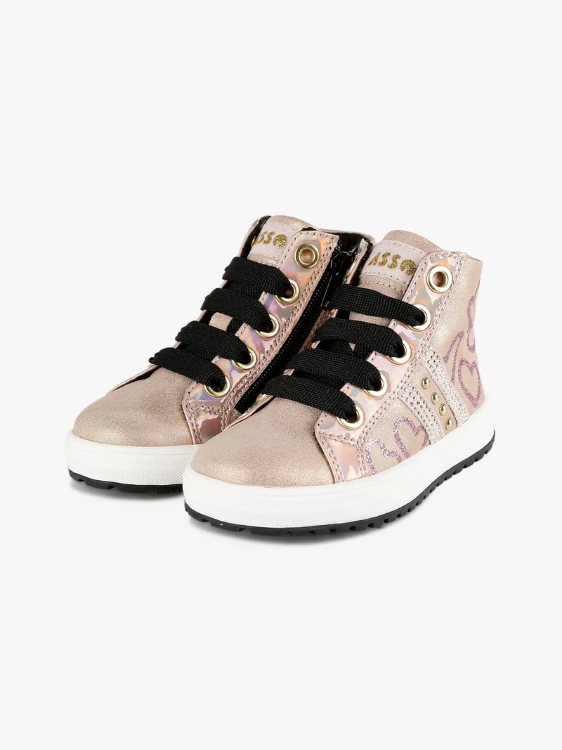 Sneakers alte da bambina con cuori - rosa