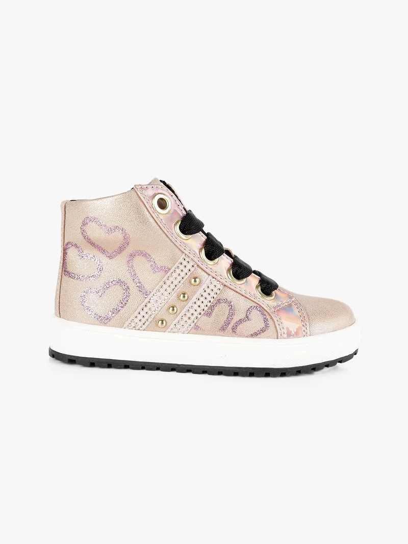 Sneakers alte da bambina con cuori - rosa