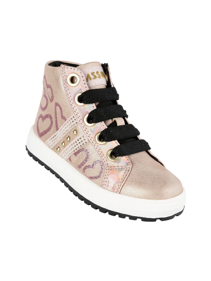 Sneakers alte da bambina con cuori - rosa